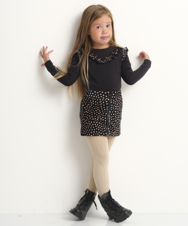 Rib-velvet rok met stipdessin