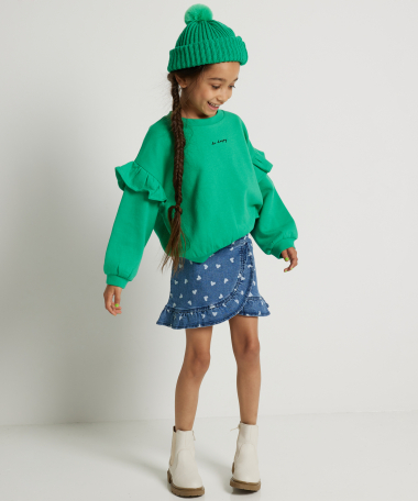 stretch denim rok overslag
