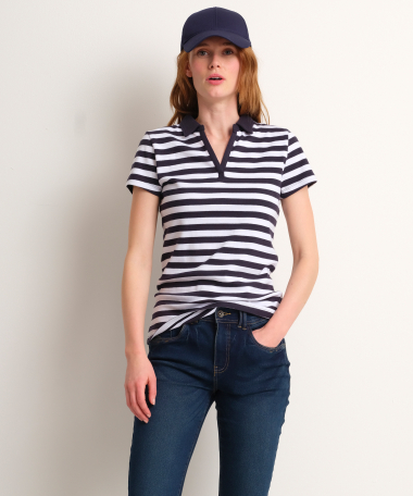 v-hals polo streep
