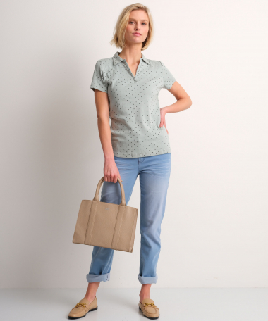 v-hals polo stippenprint