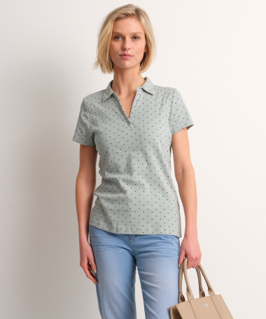 v-hals polo stippenprint
