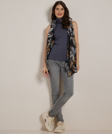basic mouwloos t-shirt met col