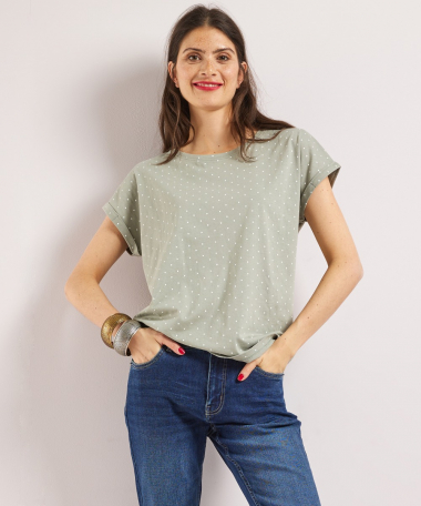 wijd t-shirt stippen