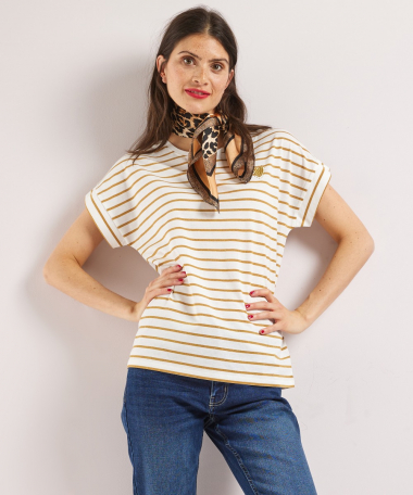 wijd t-shirt glitterstreep