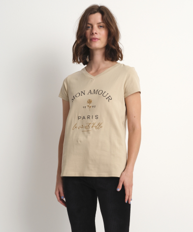 T-shirt met tekstopdruk 'mon amour'