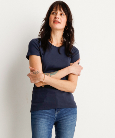 basic t-shirt katoen donkerblauw