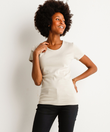 basic t-shirt katoen beige
