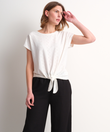 ajour t-shirt met knoop