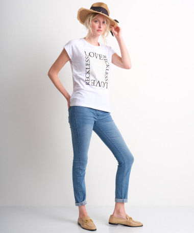 t-shirt met vierkante opdruk