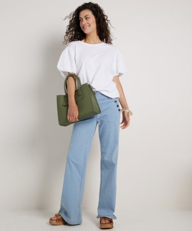 t-shirt met kanten pofmouw