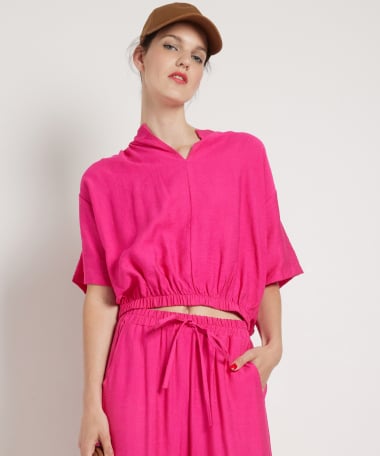 kort t-shirt met elastische boord