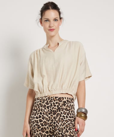 kort t-shirt met elastische boord