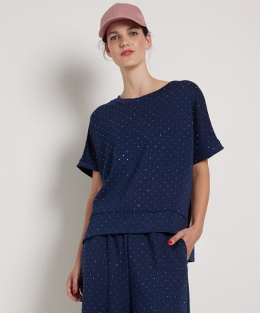 wijd uni t-shirt met glitters