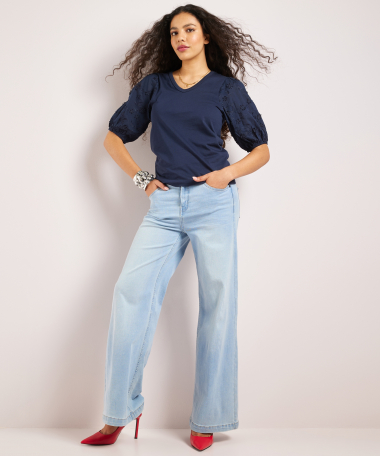 t-shirt met pofmouw embroidery