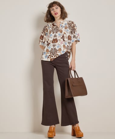 wijd t-shirt met bloemenprint