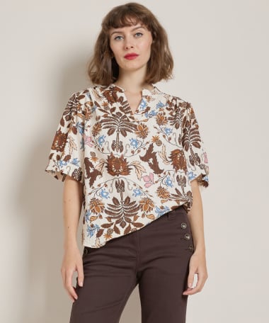 wijd t-shirt met bloemenprint