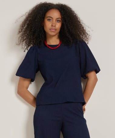 uni t-shirt met pofmouwen