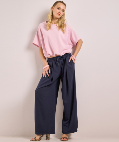 korte scuba t-shirt met elastiek