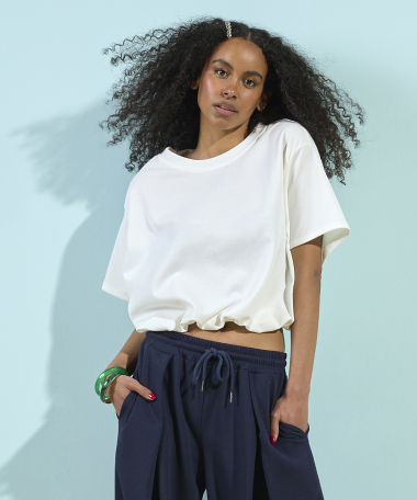 korte scuba t-shirt met elastiek