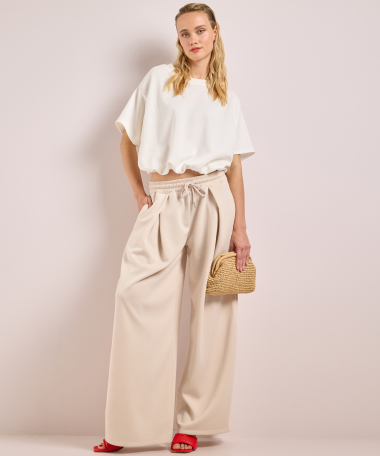 korte scuba t-shirt met elastiek