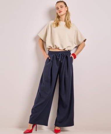 korte scuba t-shirt met elastiek