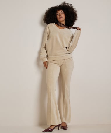 rib velvet top v-hals