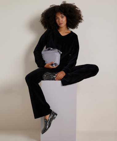 rib velvet top v-hals