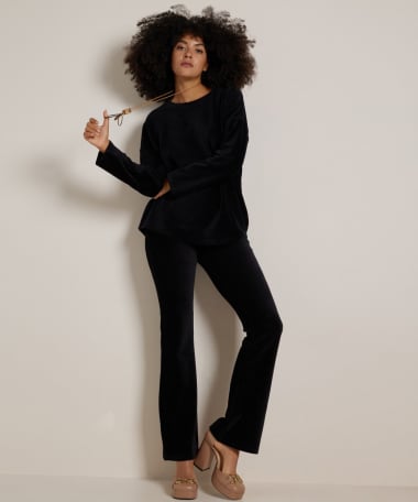 rib velvet top met ketting