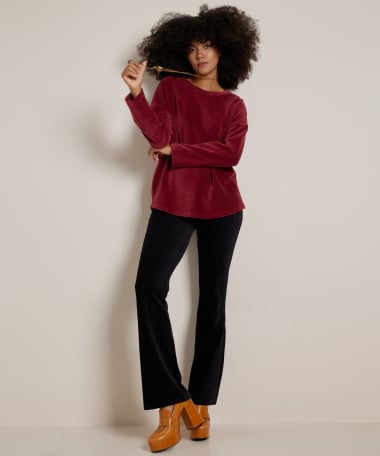 rib velvet top met ketting