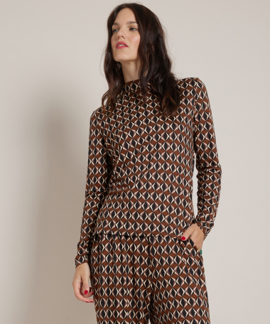 jersey top met all-over print