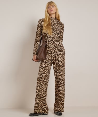 jersey top met all-over print