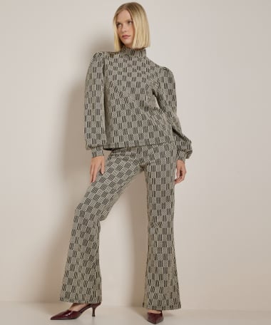 jacquard top met hoge hals