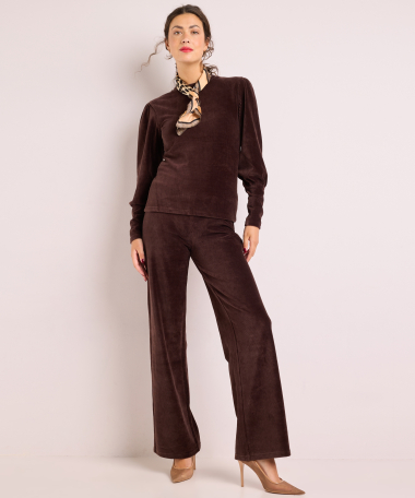 rib velvet top pofmouwen