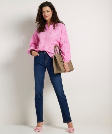 uni top met all-over embroidery