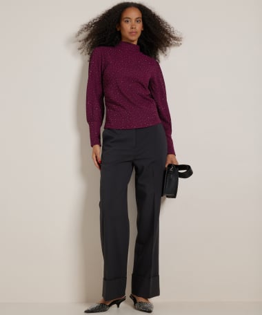 glitter top met hoge hals