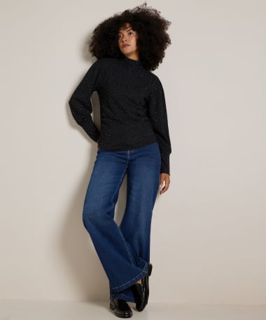 glitter top met hoge hals