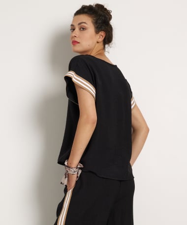 korte mouw top met streeptape