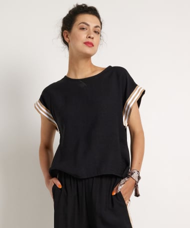 korte mouw top met streeptape