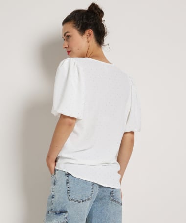glitter top met v-hals