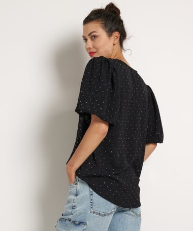 glitter top met v-hals