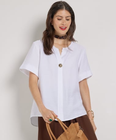 viscose top met sierknoop
