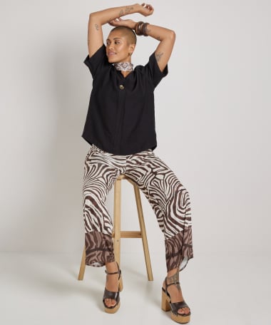viscose top met sierknoop