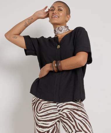 viscose top met sierknoop