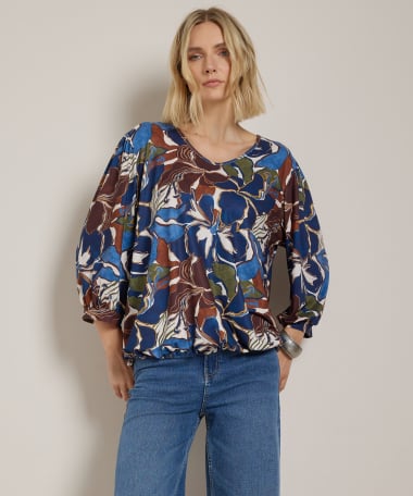wijde top met bloemenprint
