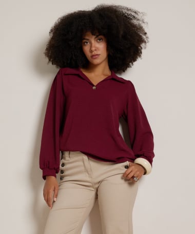 v-hals top met knoop
