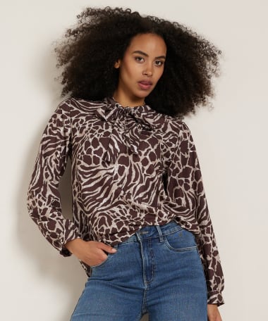 animalprint top met strik