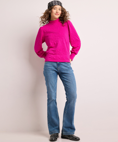 structuur top met hoge hals 