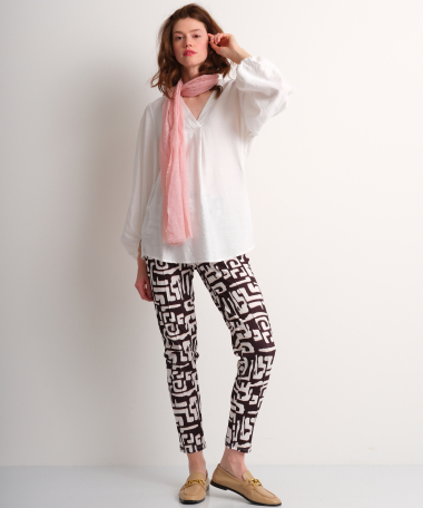 uni top met v-hals en plooi