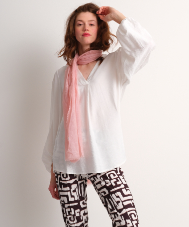 uni top met v-hals en plooi