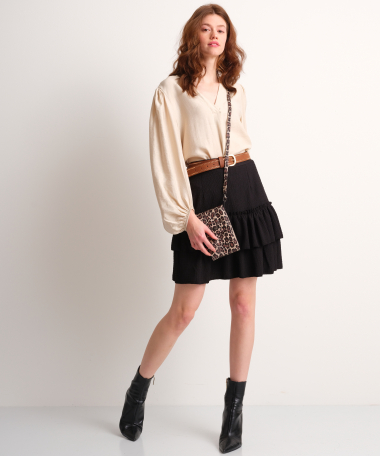 uni top met v-hals en plooi